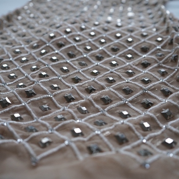 bebe mesh long sleeve embellished dress - Picture 2 of 5